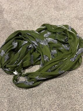 Charming Charlie Olive Green Zebra Print Scarf